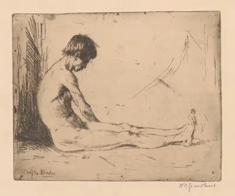 Сидящий, голый мужчина by Виллем Адрианус Грондхаут, 1888-1934 — digital art print download