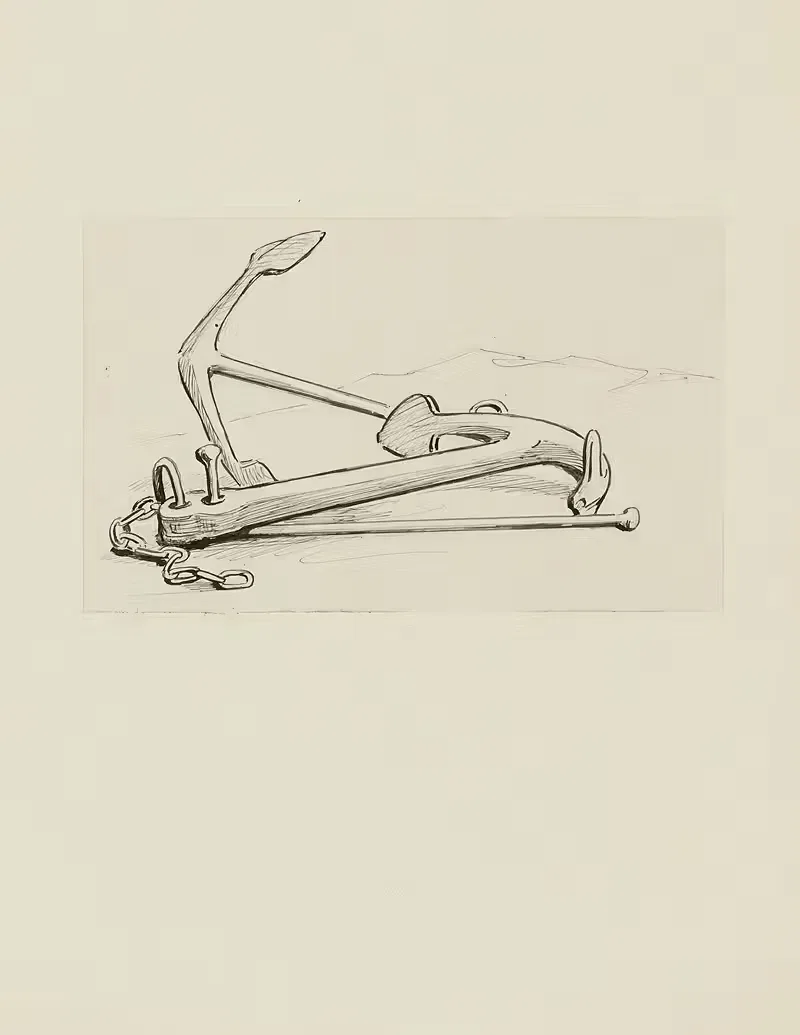 Две якоря – неиспользованный рисунок by Ахилле Гранчи-Тейлор, 1920-1921 — digital art print download