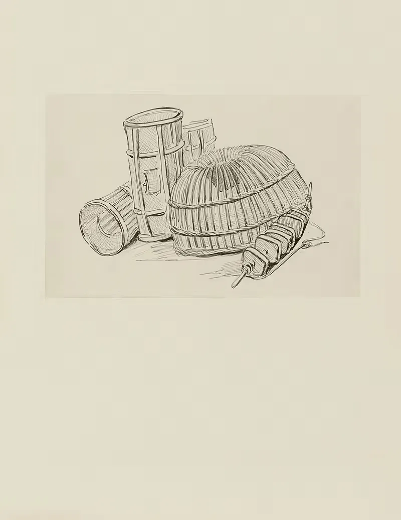 Nasses et floteurs – dessin non utilisé — Achille Granchi-Taylor