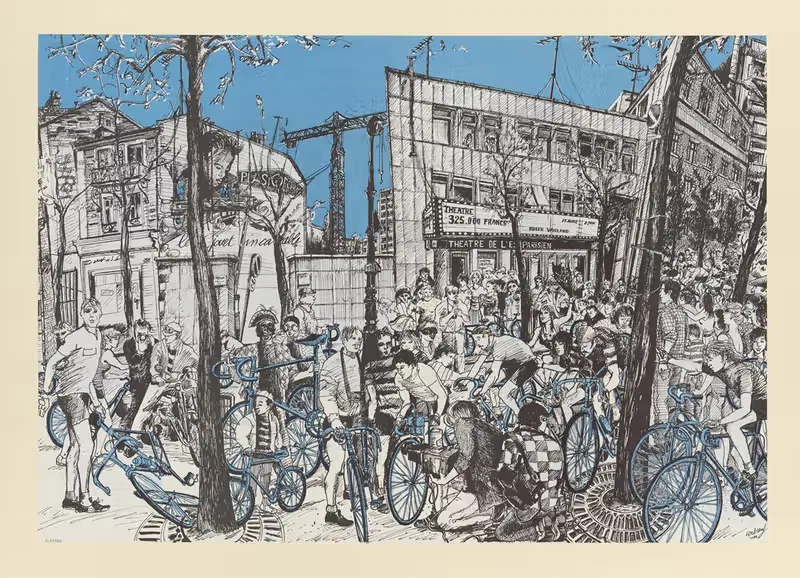 Велосипедисты перед театром Восточного Парижа by Аноним — digital art print download