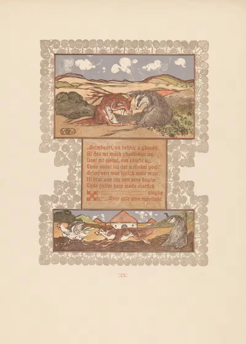 Лиса (Рейнаерт) и барсук (Гримберт) by Бернар Виллем Вейринк, 1910 — digital art print download