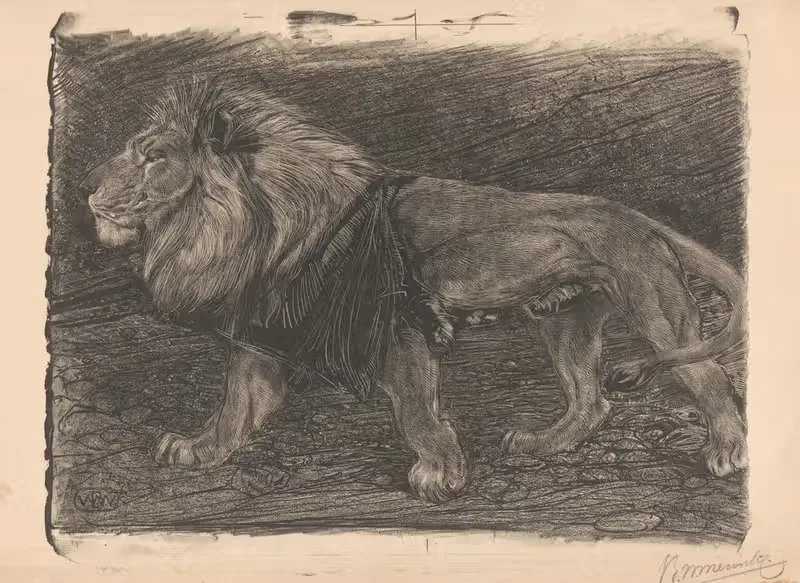Бегущий лев by Бернар Виллем Вейринк, 1905 — digital art print download