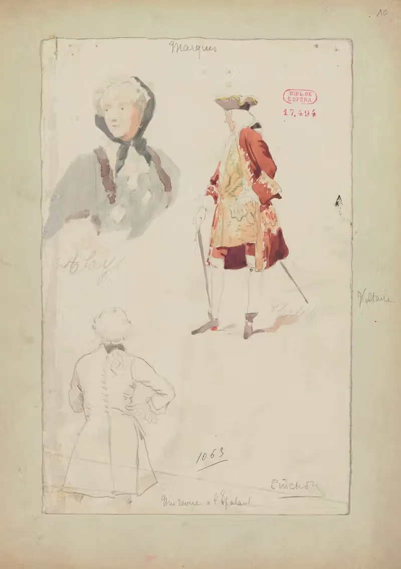 Maquettes de costumes en M — Charles Bétout