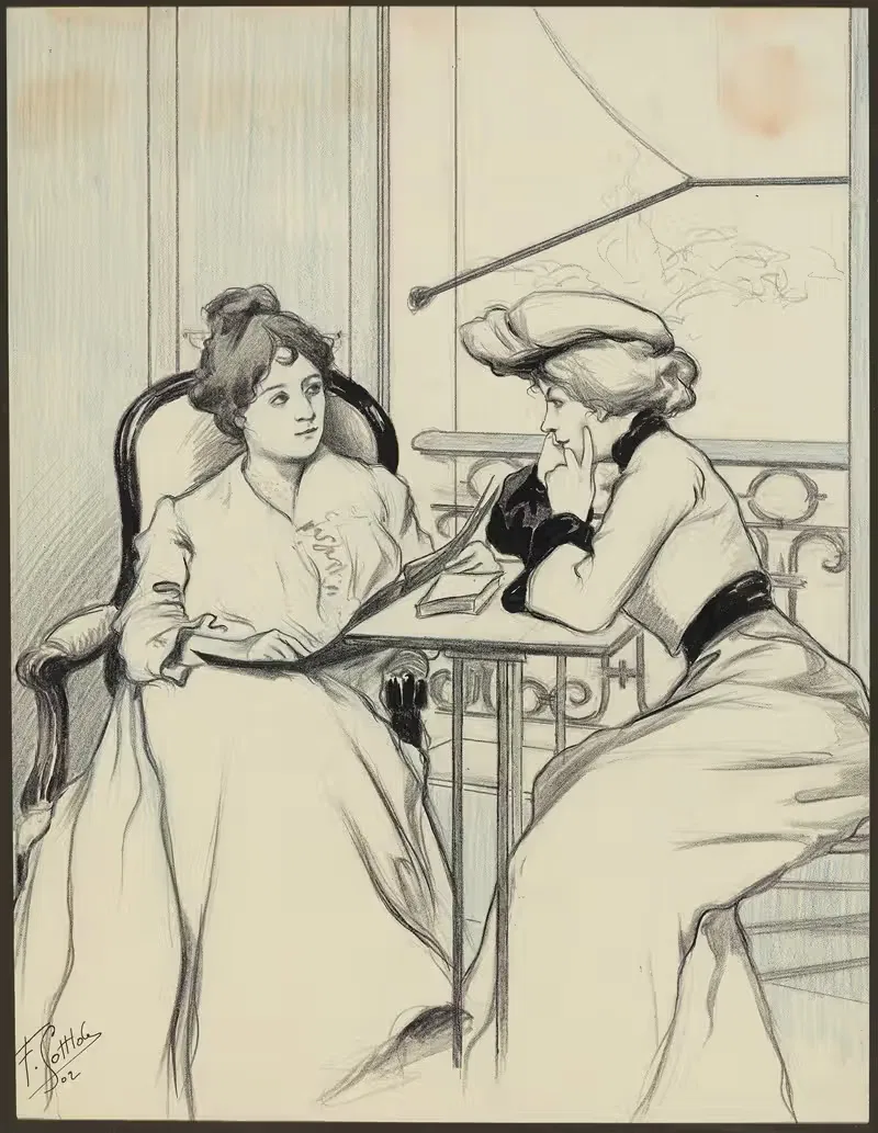 Женщины на балконе. by Фернан Луи Готлоб, 1902 — digital art print download