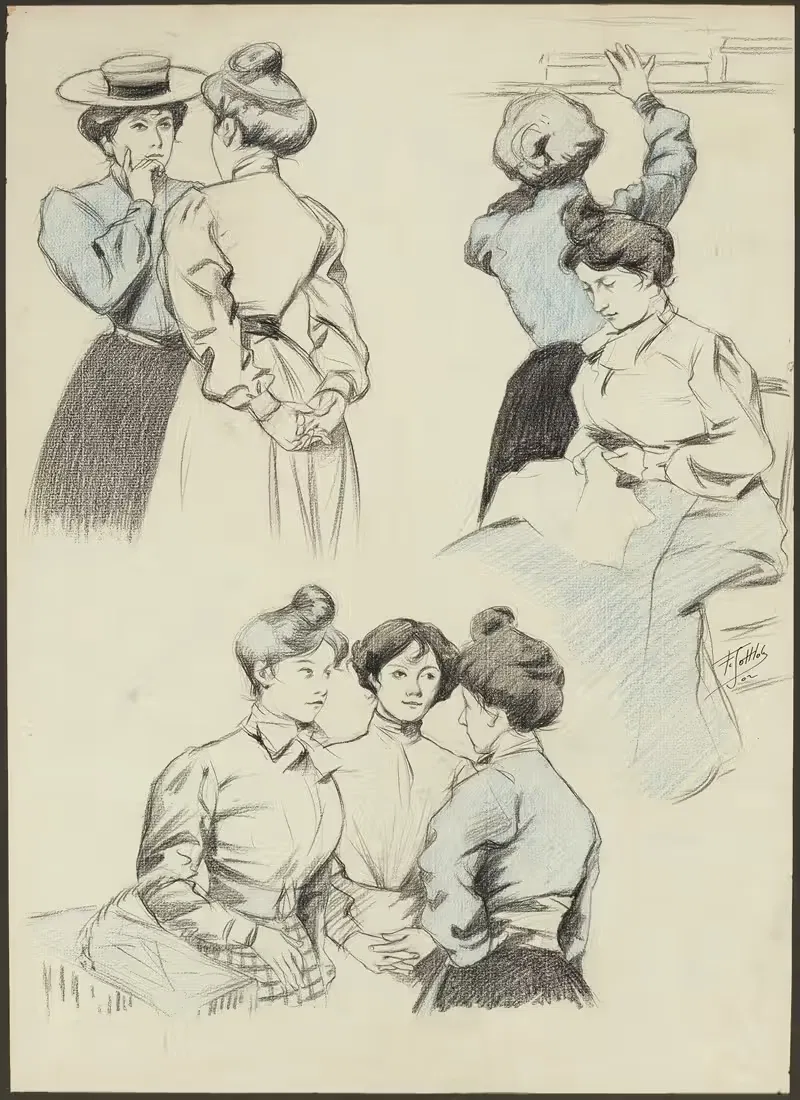 Femmes bavardant by Fernand Louis Gottlob, 1902 — digital art print download