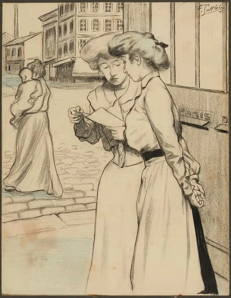 Femmes en extérieur — Fernand Louis Gottlob