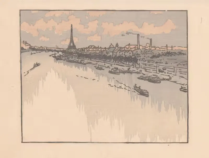 Eiffeltoren gezien van het viaduct van Auteuil — Henri Rivière