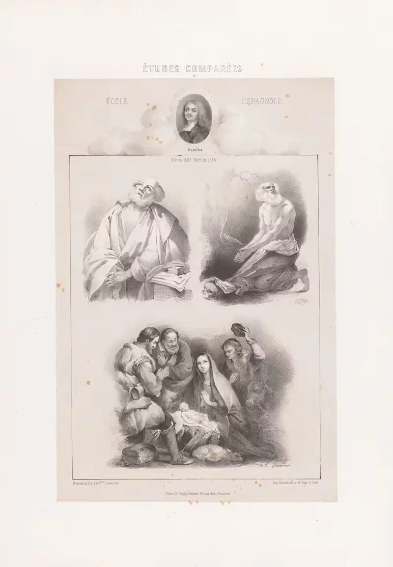 Хосе де Рибера – Испанская школа by Жозеф Роз Лемерсье, 1850 — digital art print download