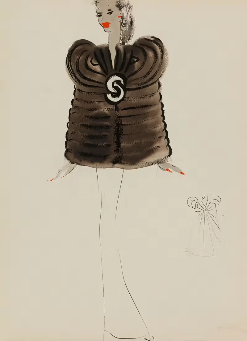 Cape brune avec travail en bandes — M. P. Leven