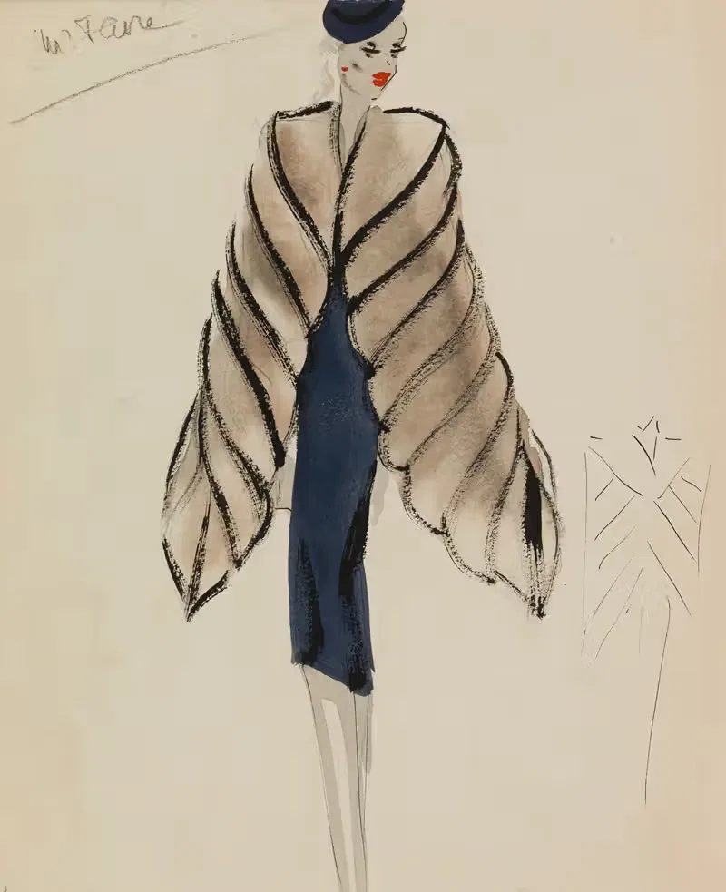 Cape marron clair travaillée en bandes — M. P. Leven