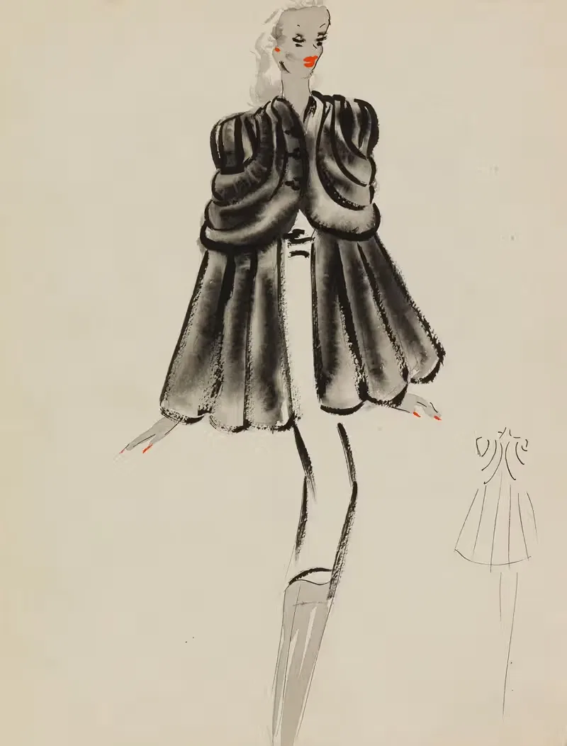 Cape noire avec travail en bandes — M. P. Leven