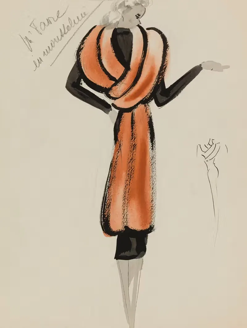 Коричневая туника на черном платье by М. П. Левен, 1938 — digital art print download
