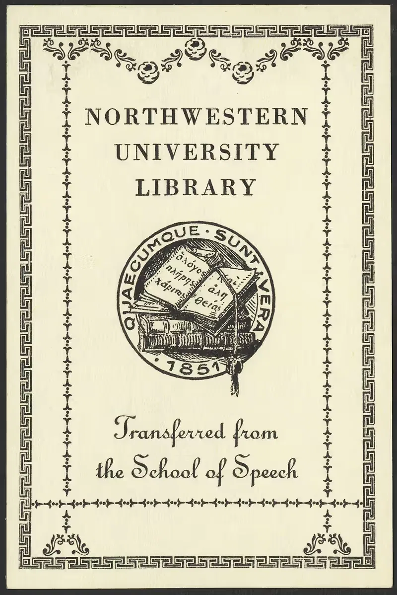 Northwestern University; School of Speech — Anonymous