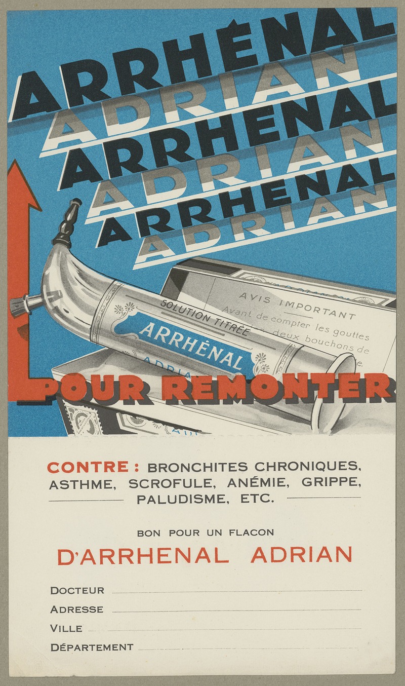 Arrhénal Adrian ; pour remonter by Аноним, 1910-1950 — digital art print download