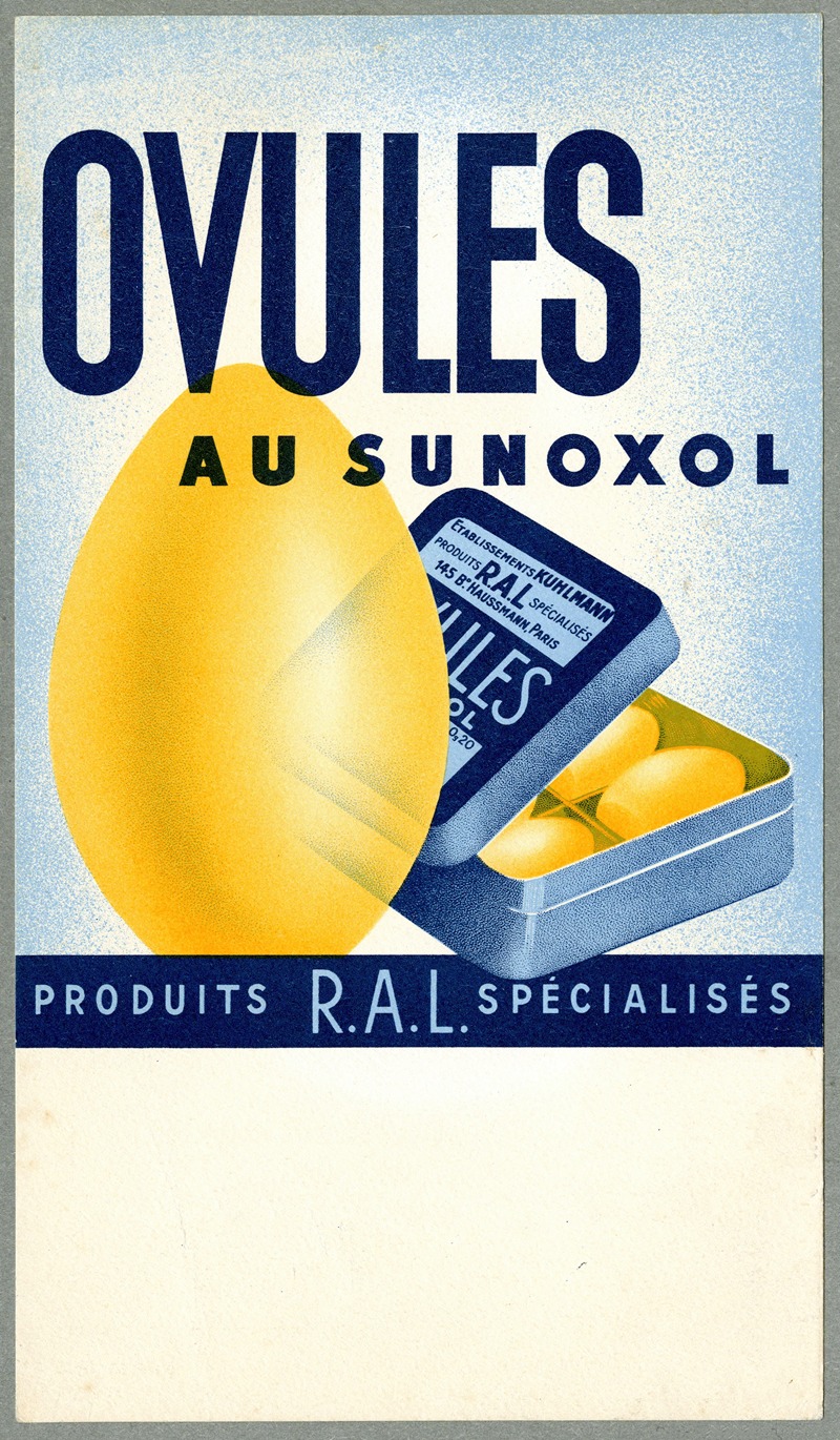 Ovules au Sunoxol by Etablissement Kuhlmann, 1910-1950 — digital art print download