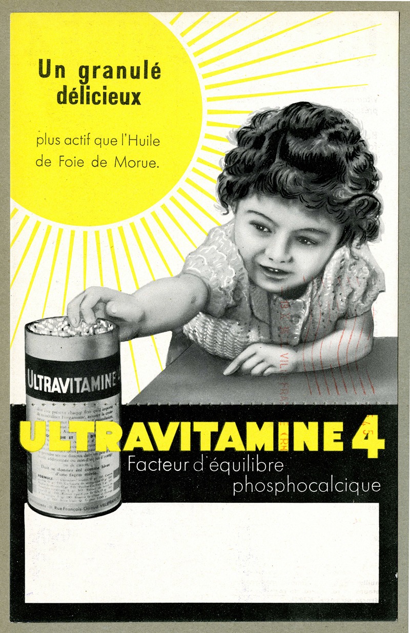 Ultravitamine 4 by Laboratoire d'actino-biologie, 1910-1950 — digital art print download