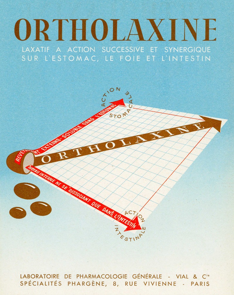 Ortholaxine by Laboratoire de pharmacologie générale, 1910-1950 — digital art print download