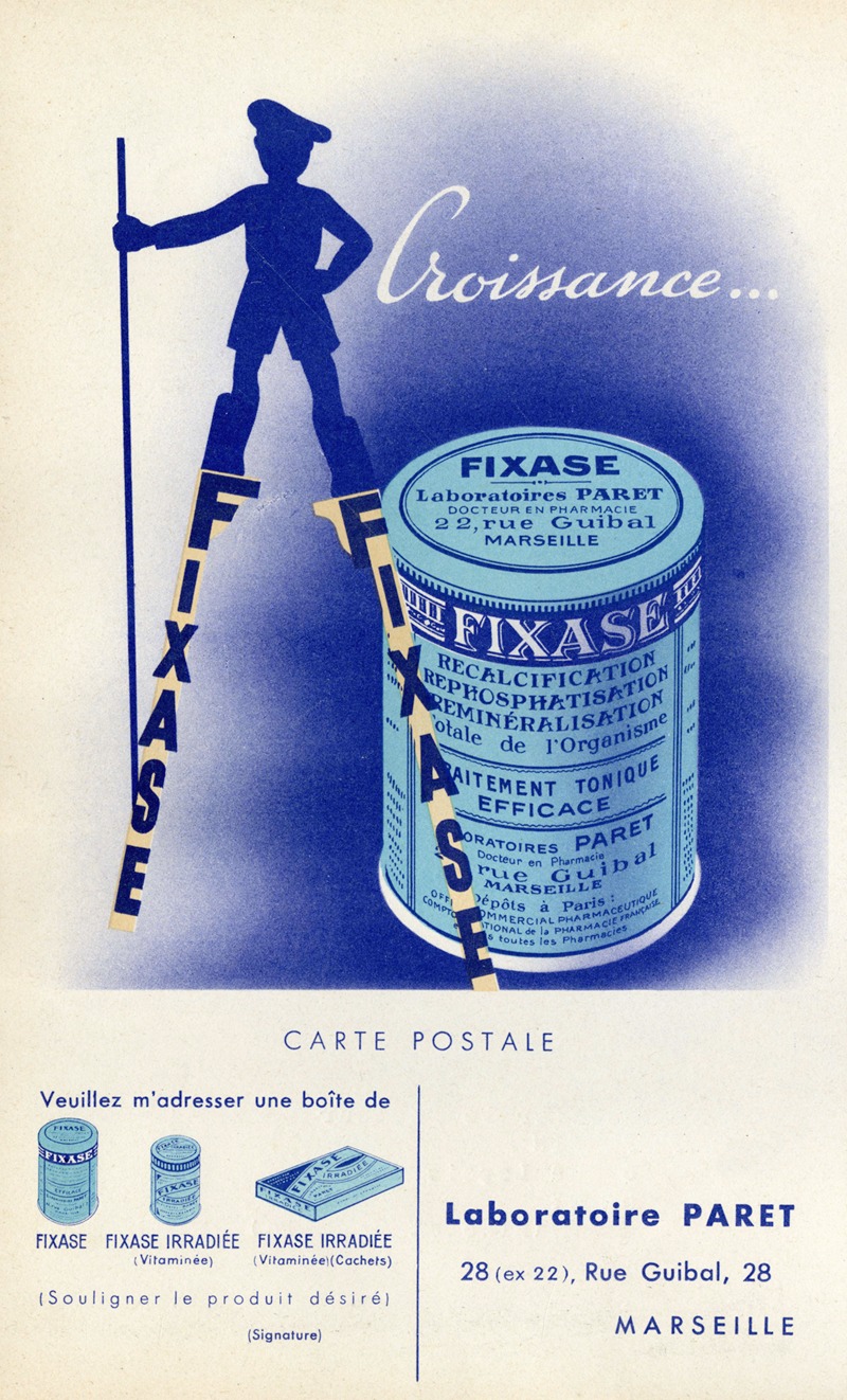 Fixase by Laboratoire Paret, 1910-1950 — digital art print download