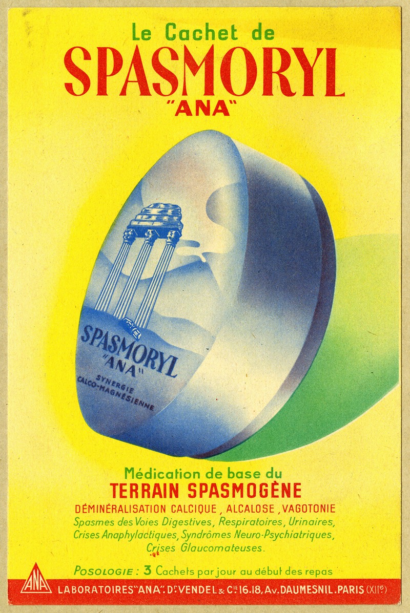 Spasmoryl by Laboratoires Ana, 1948 — digital art print download