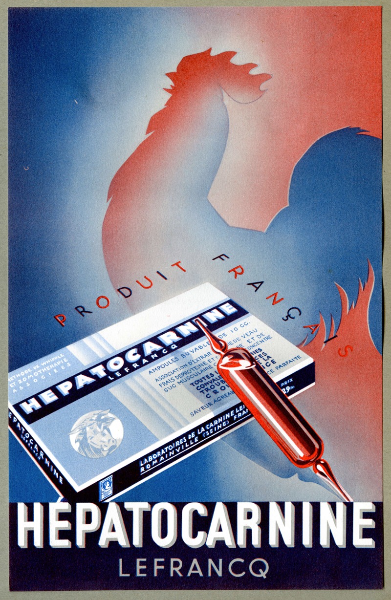 Hepatocarnine by Laboratoires de la Carnine Lefrancq, 1910-1950 — digital art print download