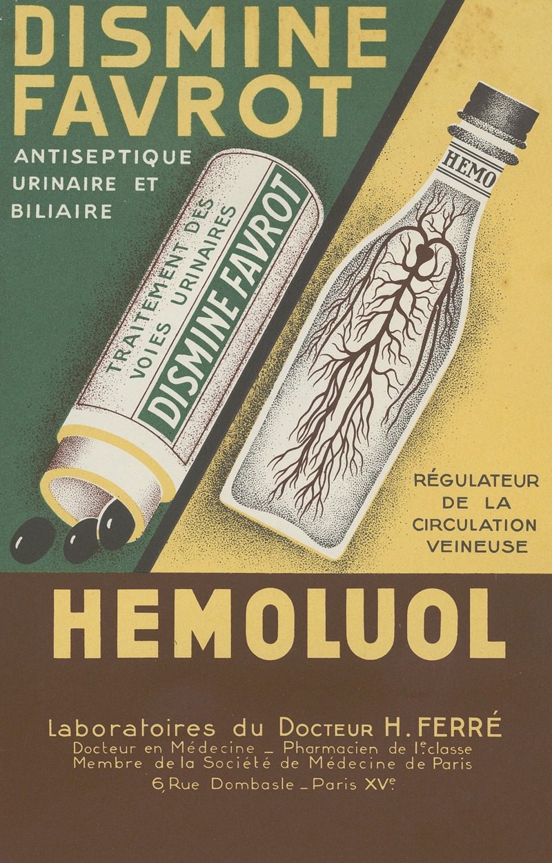 Dismine Favrot by Лаборатории доктора Э. Ферре, 1910-1950 — digital art print download