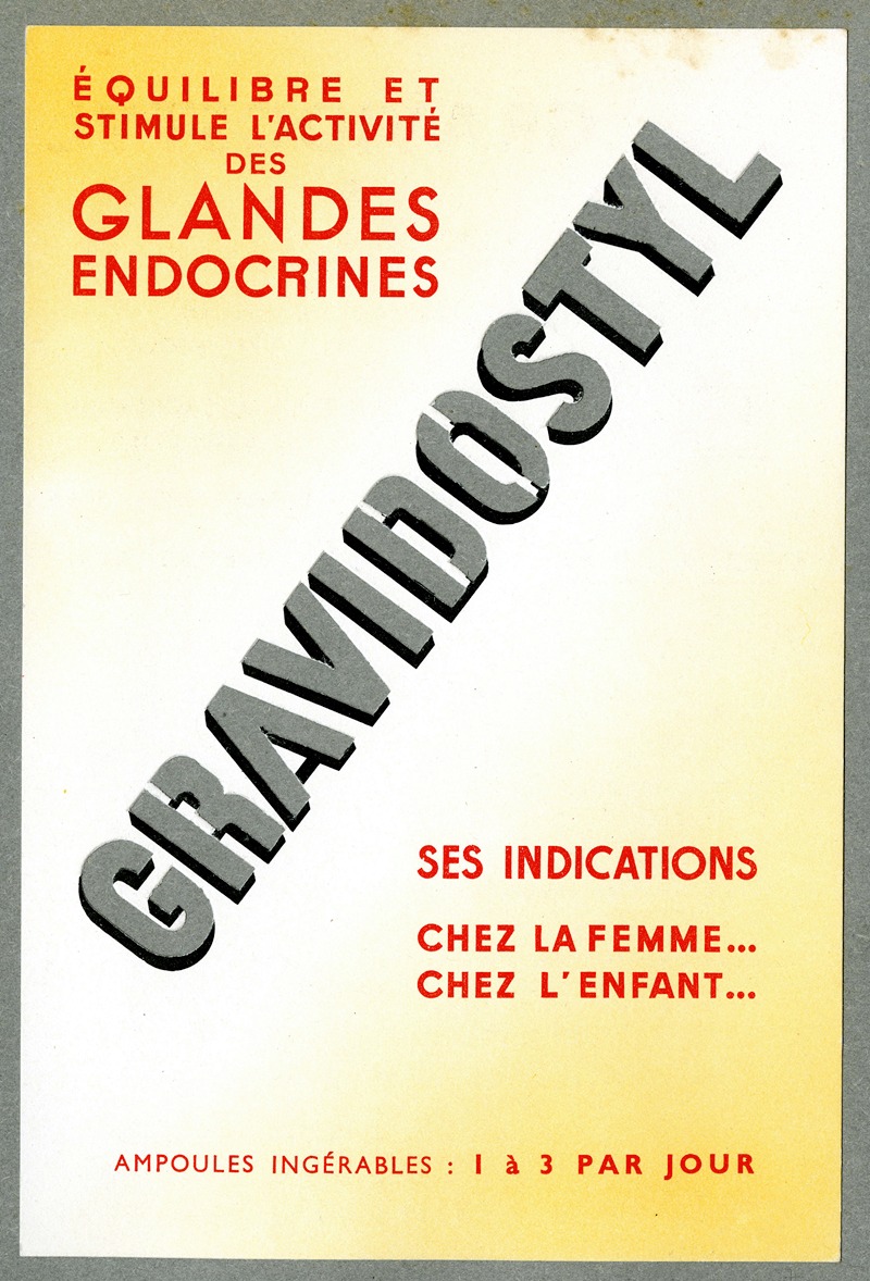Gravidostyl by Laboratoires du docteur Roussel, 1938 — digital art print download
