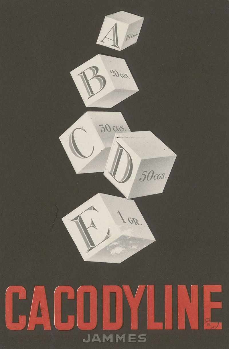 Cacodyline Jammes by Laboratoires James, 1910-1950 — digital art print download