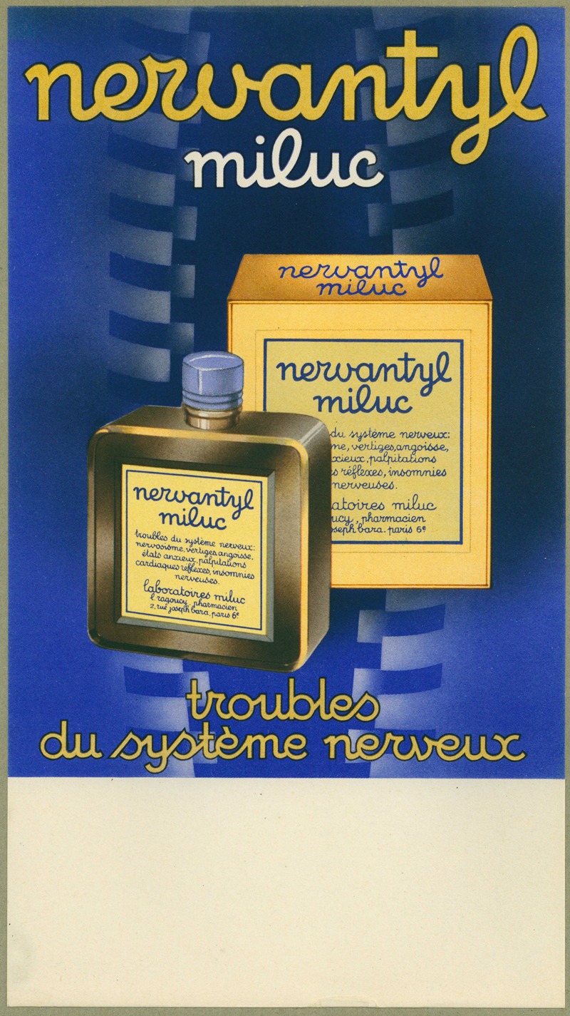 Nervantyl by Laboratoires Miluc, 1910-1950 — digital art print download