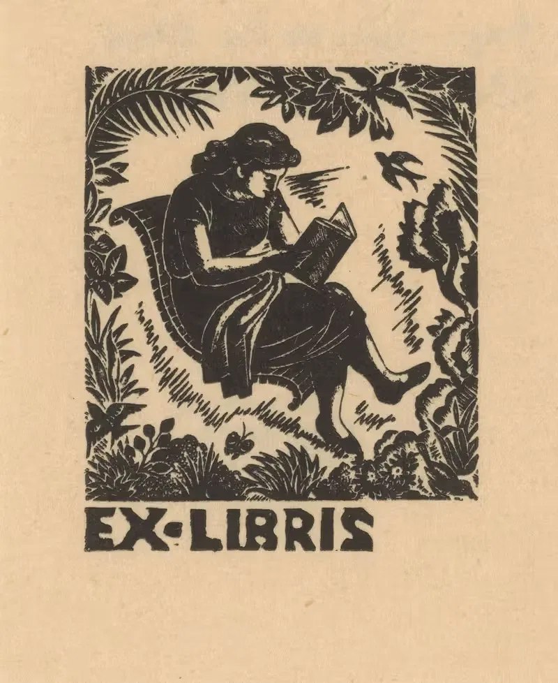 Ex libris – Читающая женщина by Аноним, 1950 — digital art print download