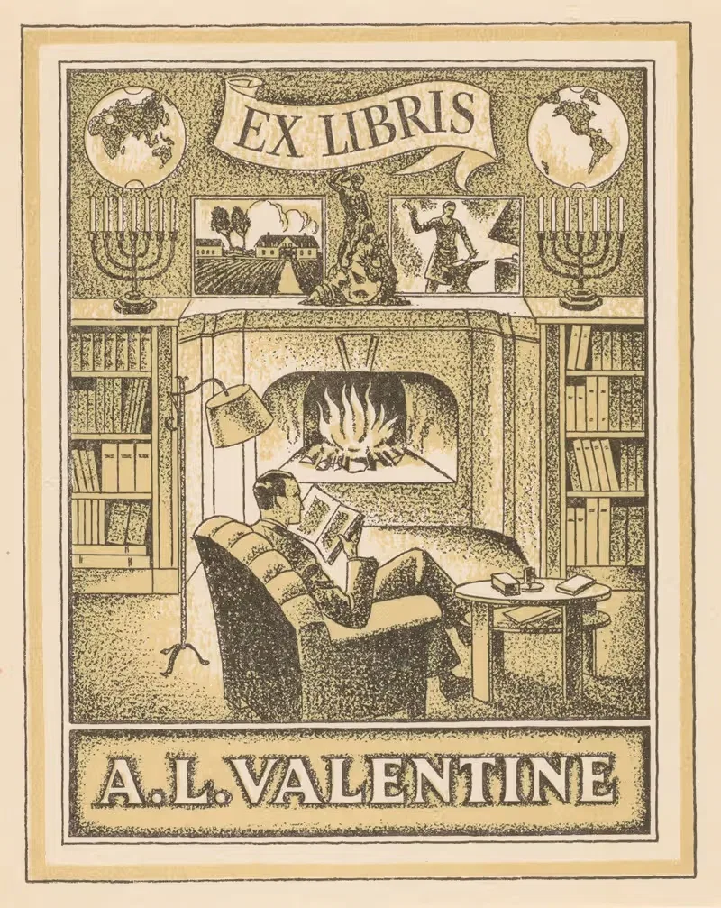 Ex libris van A.L. Valentine by Anonymous — digital art print download