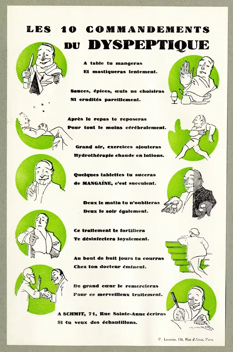 Les 10 commandements du dyspeptique by Anonymous — digital art print download