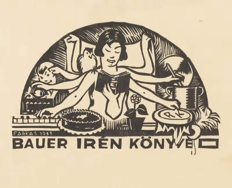 Экслибрис Ирен Бауэр by Дежё Фаркаш, 1931 — digital art print download