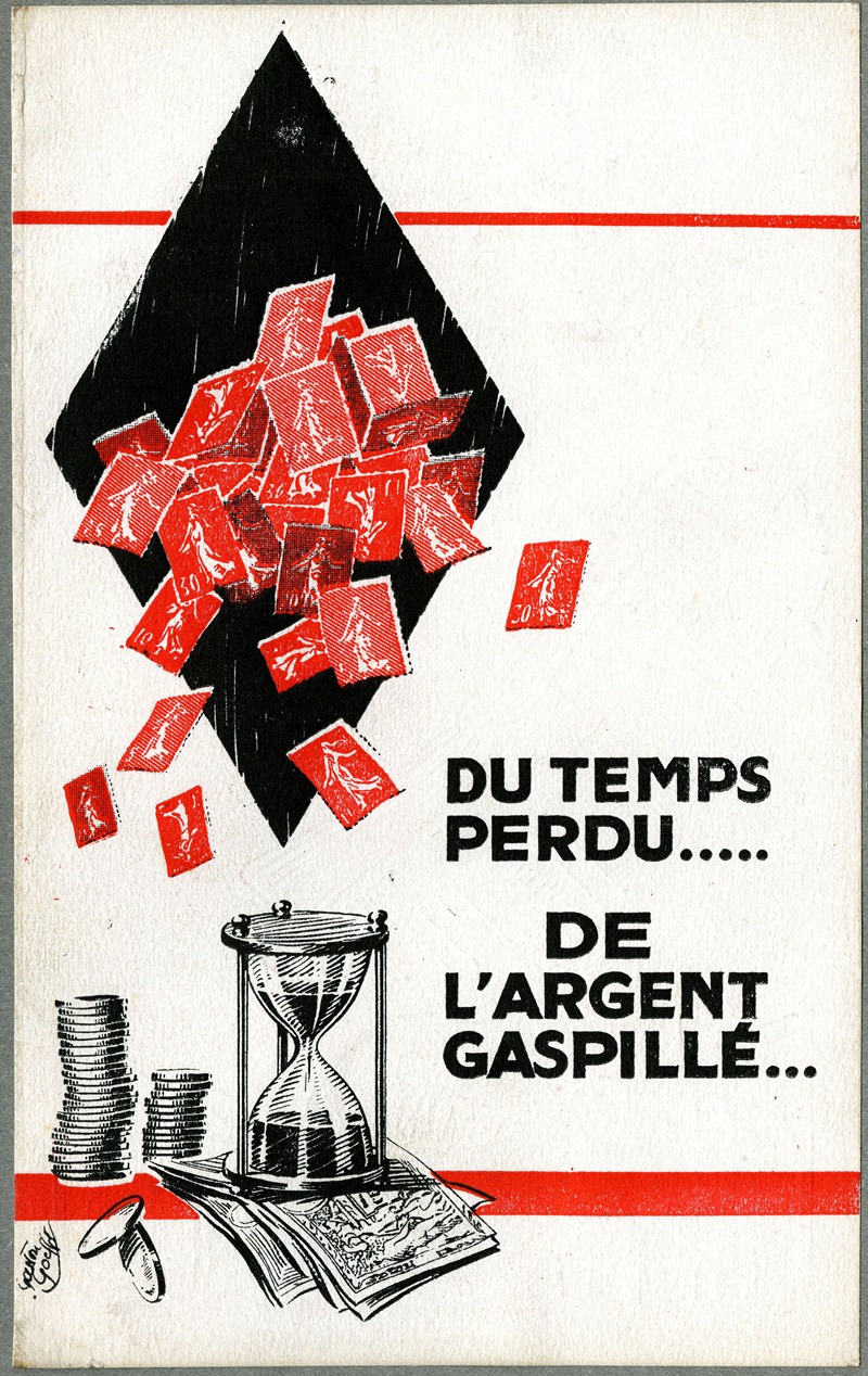 Du temps perdu… De l'argent gaspillé by Gaston Goefft, 1925 — digital art print download