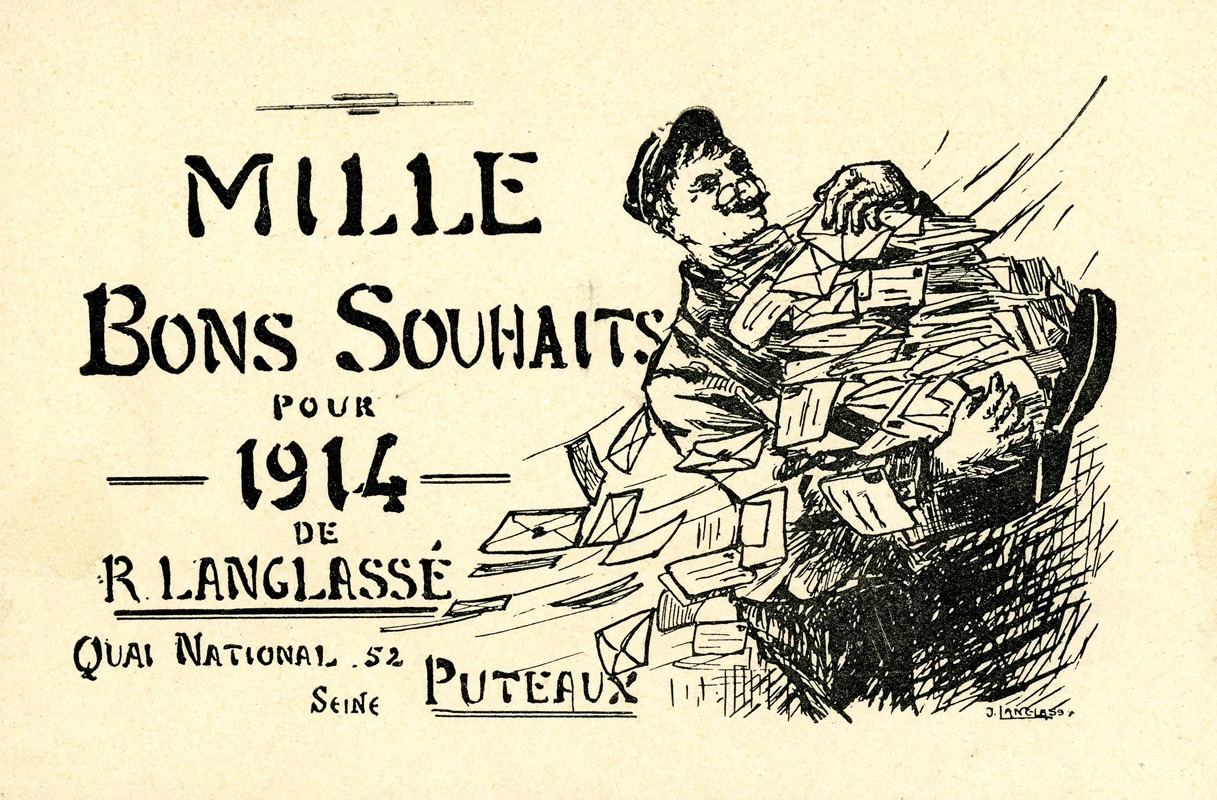 Mille bons souhaits by J. Lanc-La, 1914 — digital art print download