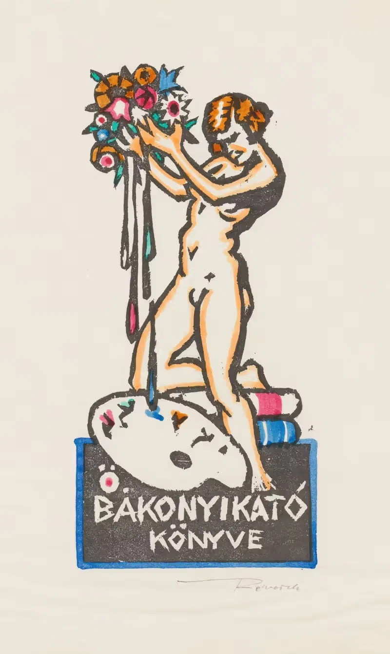 Ex libris van Kató Bákonyi by Kornél Révész, 1931 — digital art print download