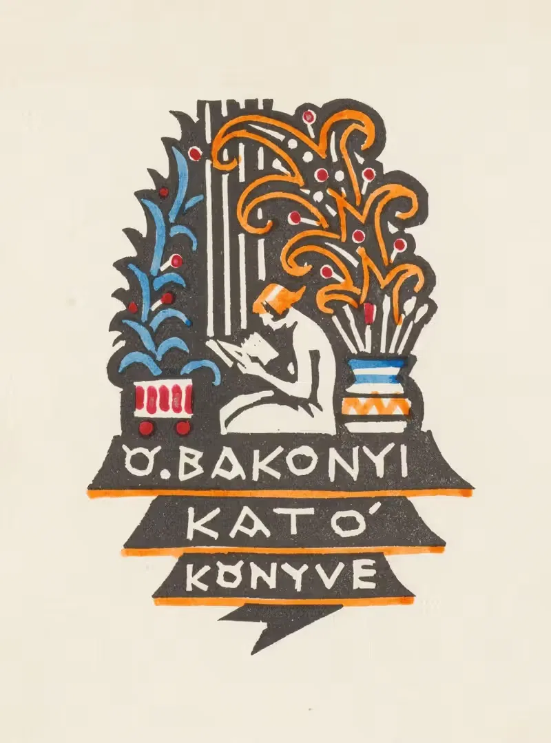 Ex libris van Kató Bakonyi by Kornél Révész, 1932 — digital art print download