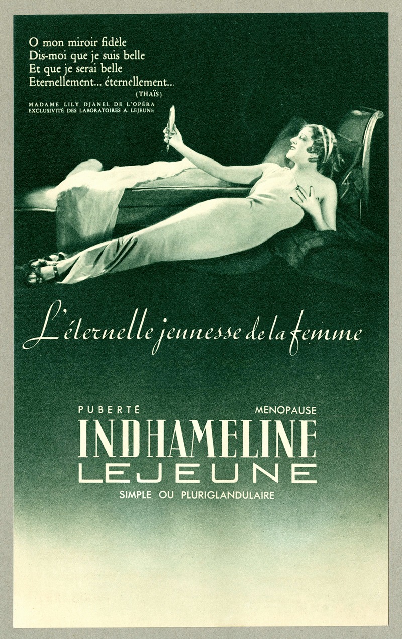 Indhameline Lejeune by Laboratoires A. Lejeune, 1910-1950 — digital art print download