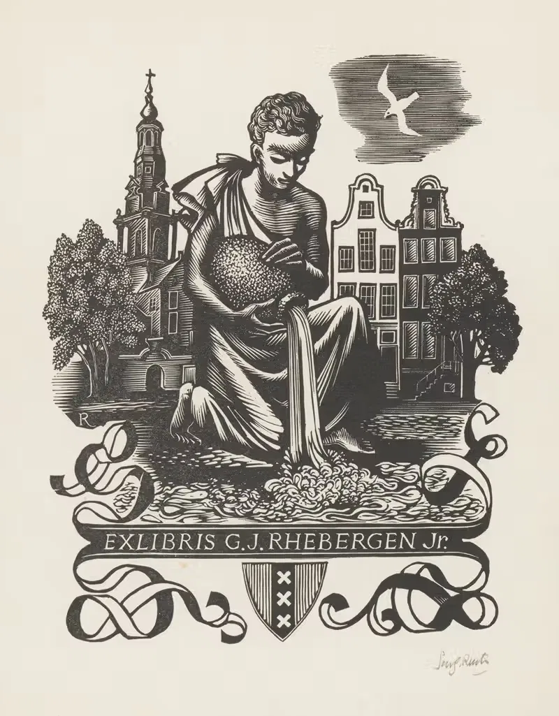Ex libris van G.J. Rhebergen Jr. — Pam Georg Rueter