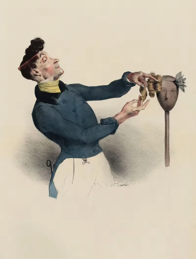 Le Coiffeur by Charles-Joseph Traviès de Villers — digital art print download
