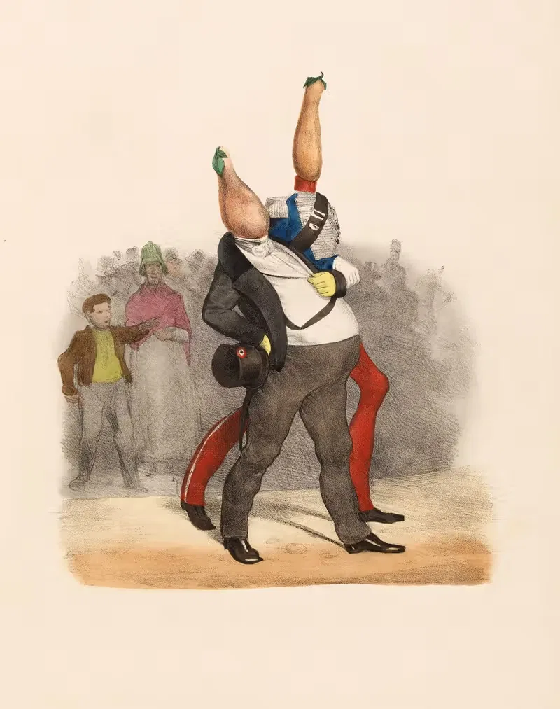 Какие смешные головы by Шарль-Жозеф Травьес де Вильер, 1832 — digital art print download