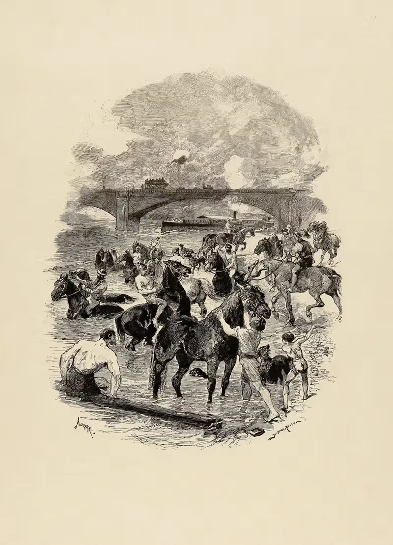Купание лошадей by Эдмон Мори, 1882 — digital art print download