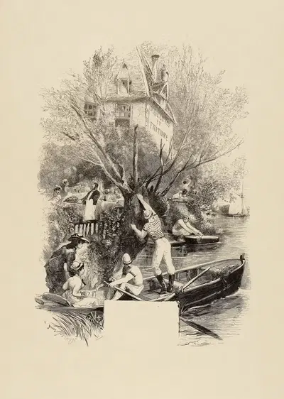 Les mois gastronomiques Juillet. Matelotes et fritures by Edmond Morin, 1877 — digital art print download