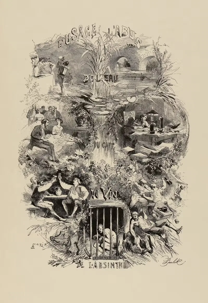 L'usage et l'abus. De l'eau, du café, du vin, de l'absinthe — Edmond Morin