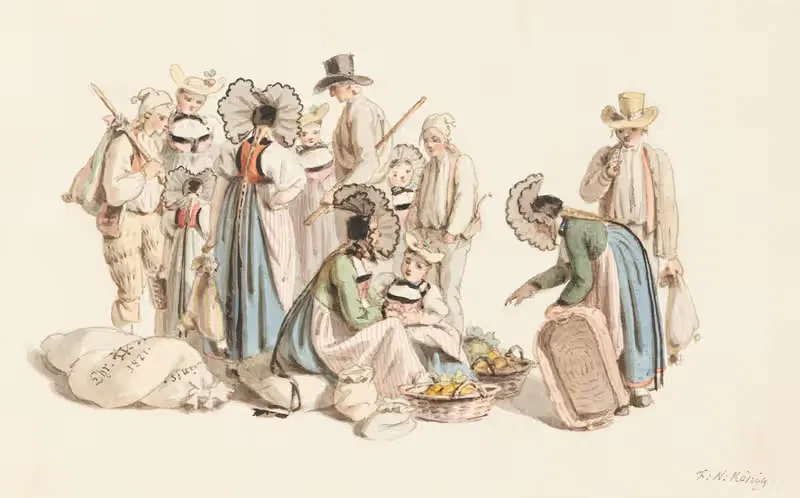 Яблочный рынок в Берне by Франц Никлаус Кёниг, 1821 — digital art print download