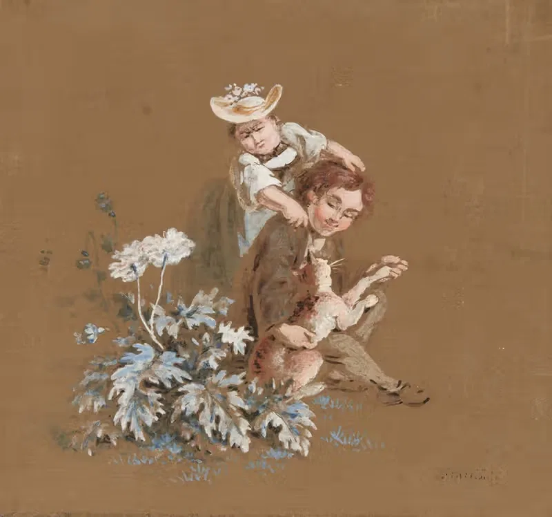 Der Knabe und das Mädchen by Franz Niklaus König, 1798 — digital art print download