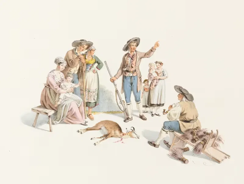 Le retour du chasseur aux Chamoix — Franz Niklaus König