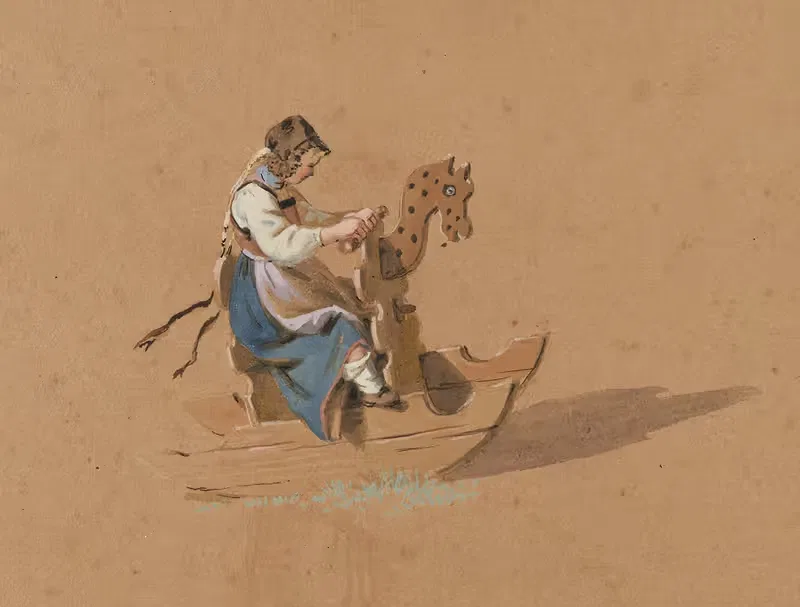 Девушка на качелях by Франц Никлаус Кёниг, 1827 — digital art print download