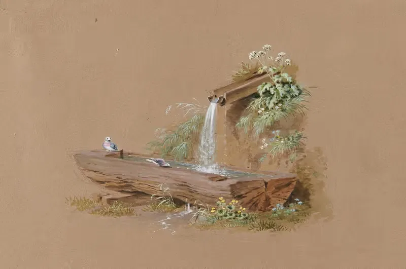 Quelle с фонтаном by Франц Никлаус Кёниг — digital art print download
