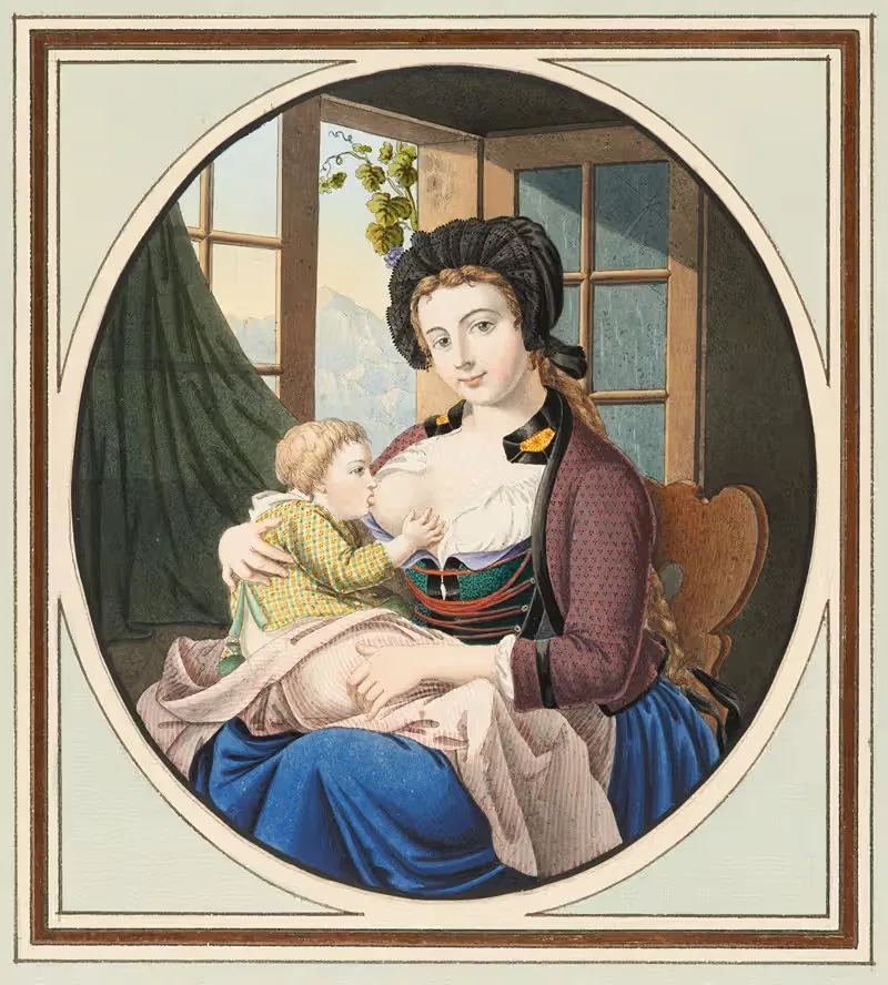 Jeune mère allaitant son enfant — Gabriel Lory the older