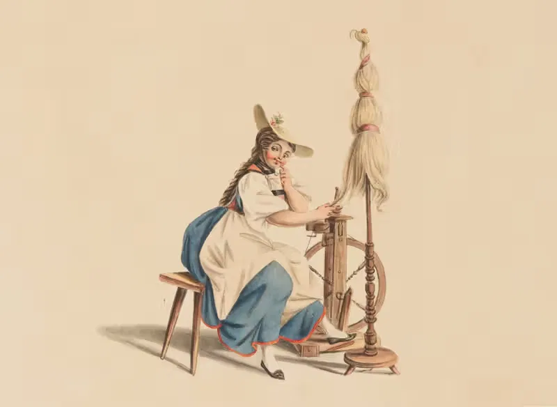 Bernerin am Spinnrad by Gottfried Mind, 1815 — digital art print download